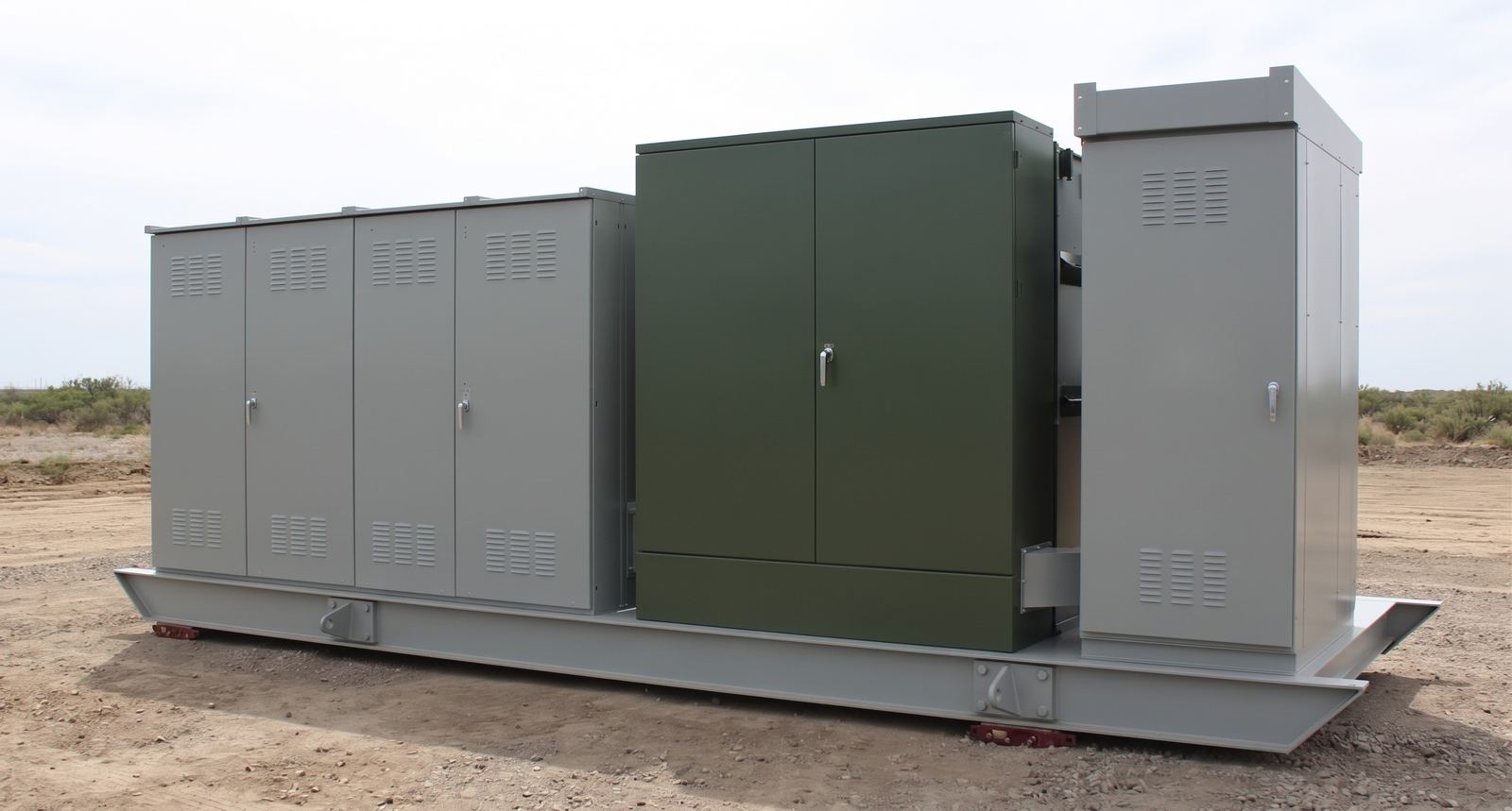 Custom engineered 12.47 kV unit substation skid built by BET Power, installed in West Texas